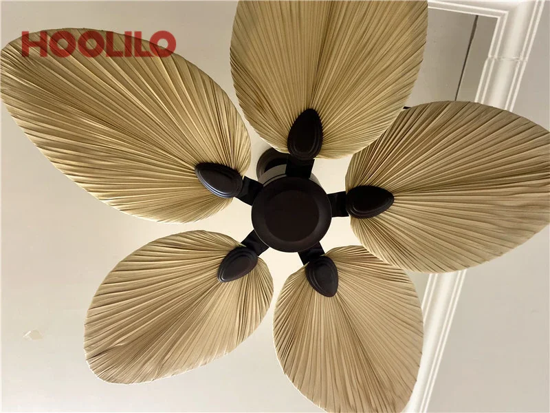 Imagem -06 - Breeze Palm Leaf Teto Fan Blades Controle Remoto Sala de Estar 220v 52 Alta Qualidade Novo 2023 Natural