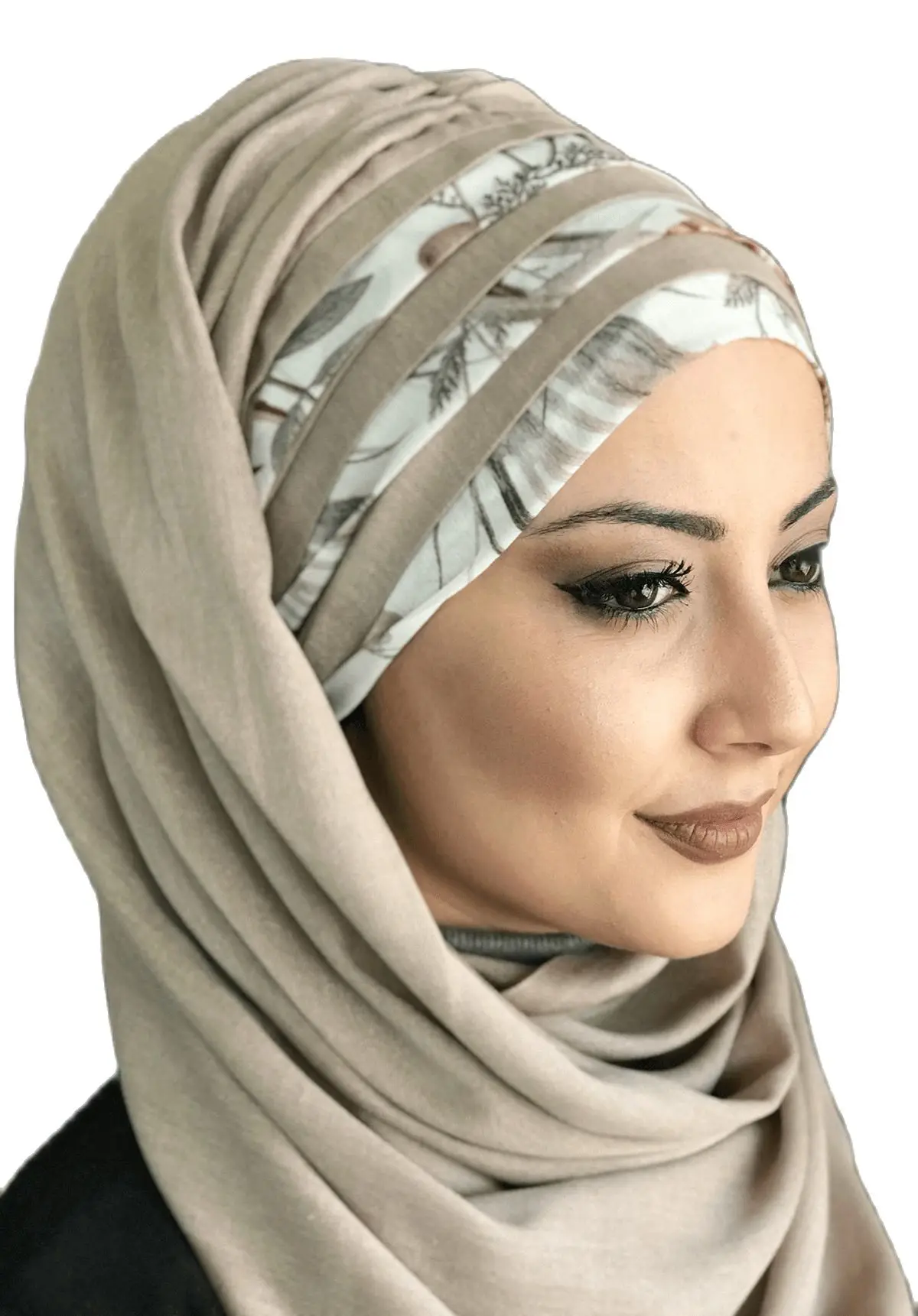 New Fashion Muslim Hijab Islamic Clothes 2021 Scarf Hat Bone Chiffon Turban Beige Grey Light Drapeli Ready Shawl