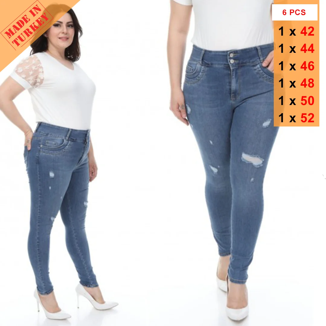 Plus (big) you women's jeans, wholesale, quality turkish production, 6 pieces in series