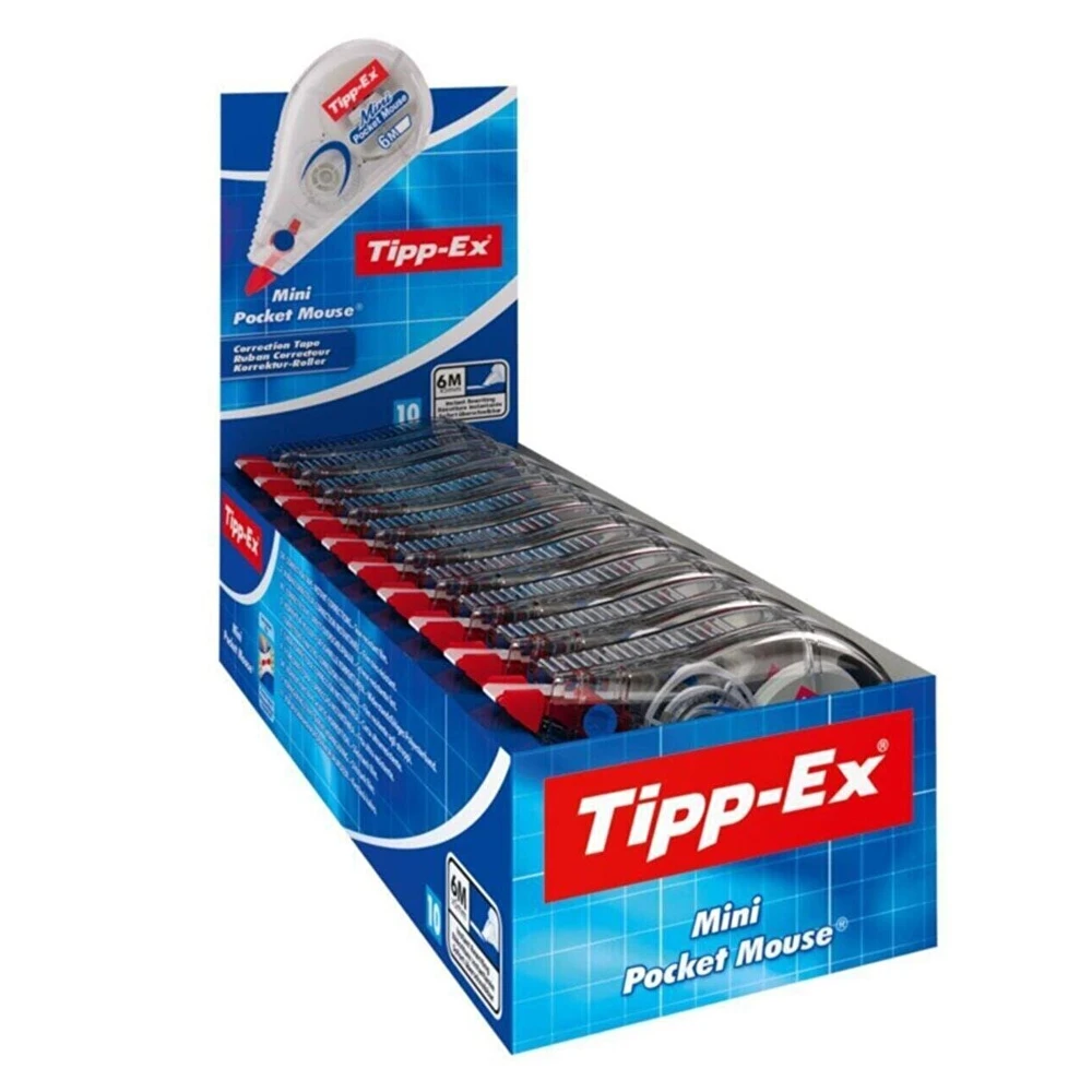 Tipp-Ex Correction Tape 5mm Box Of 10 6 Meter Length Best Corrector Solution Tear-resistant Film Mini Pocket Mouse Office Eraser