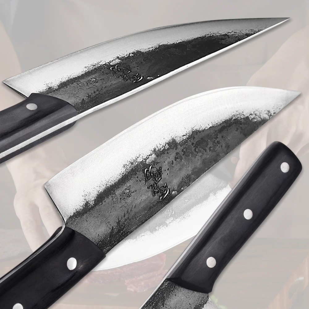 Handmade Chinese Chef Knife Clad Forged Steel Boning Slicing Butcher Kitchen Professional Tools Cleaver Vegetables Carbon Steel