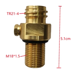 Sodastream Pin Valve M18*1.5 Input To TR21-4 Output For CO2 Carbonator Cylinder Tank