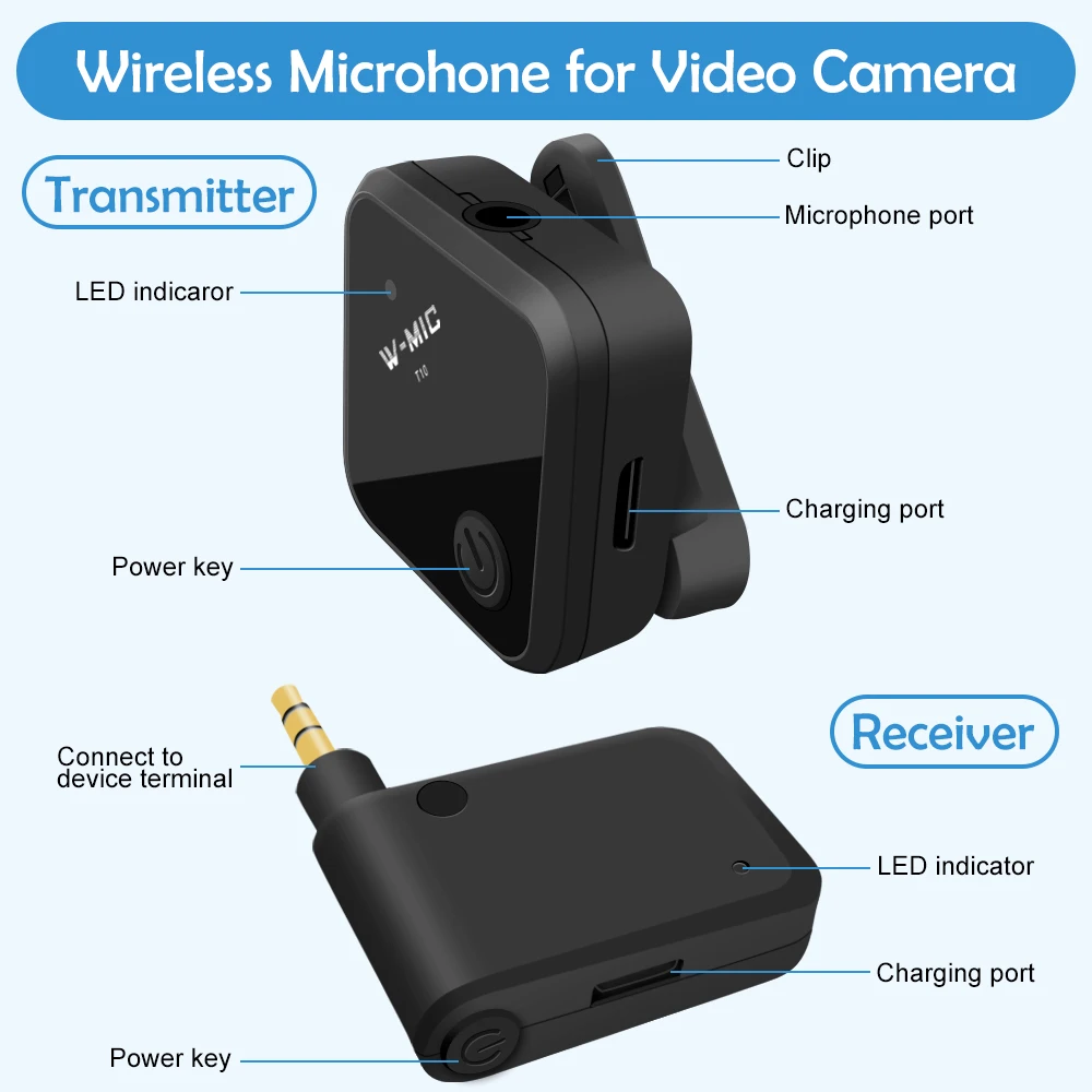 Wireless Microphone For Camera lapel microphone for youtube recording Wireless microphone tie suit for Live Stream Vlog YouTube