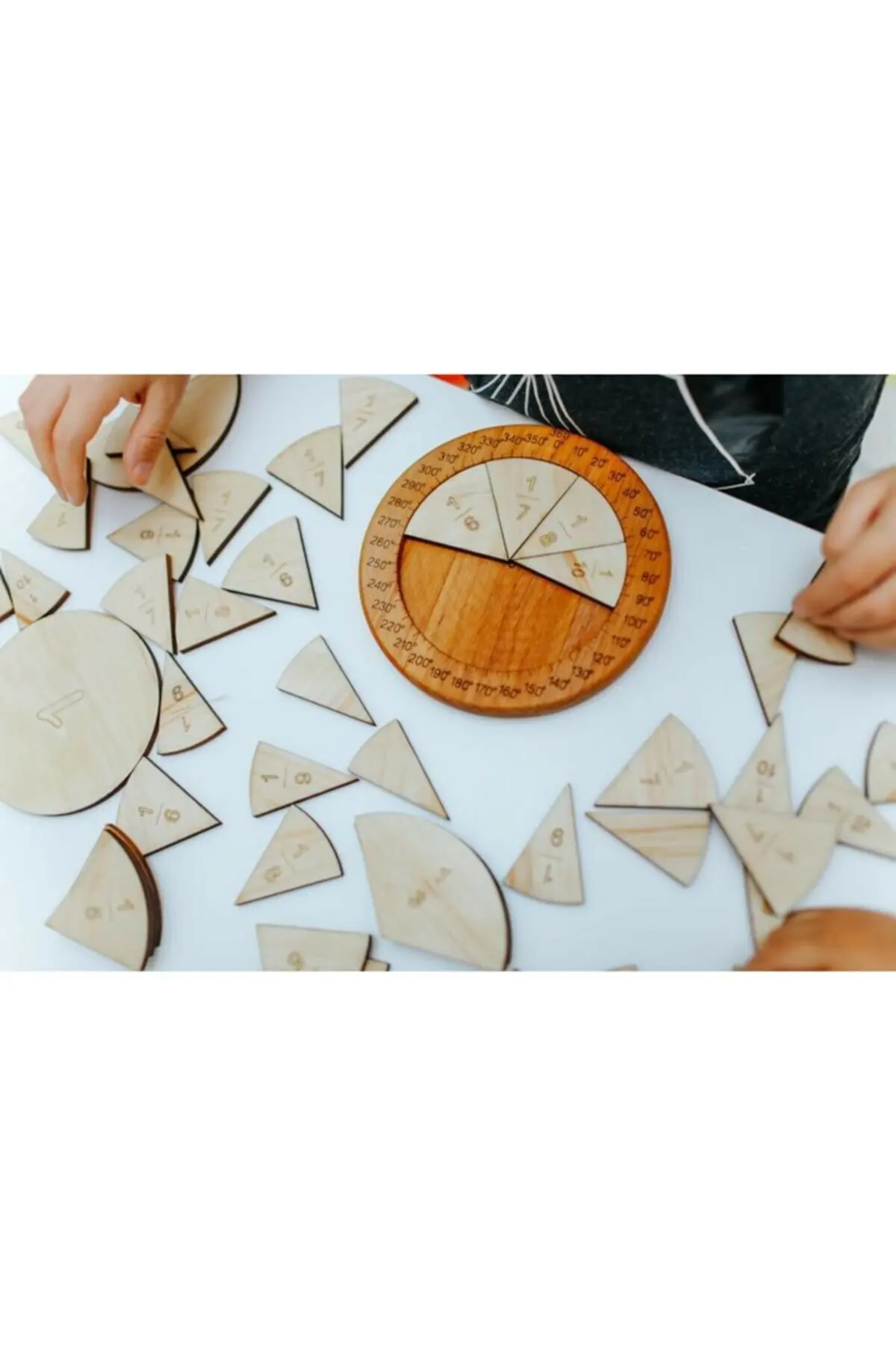 Natural Wooden Fraction Learning Set Math Game Our wooden fraction circles / angles kit, education and fun in one Educational to