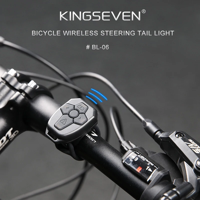 KINGSEVEN Bicycle Rear Lights Dela USB Rechargeable Warning Taillight Bike Wireless Remote Turn Signal LED Lantern Lighting