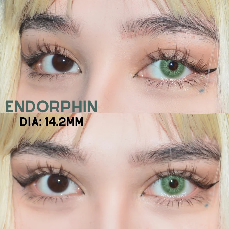 Lentes de Contato Coloridas Bio-Essência para Olhos, Olhos Cinza Natural, Azul e Verde, Fashion, Russian Girl, 1 Par