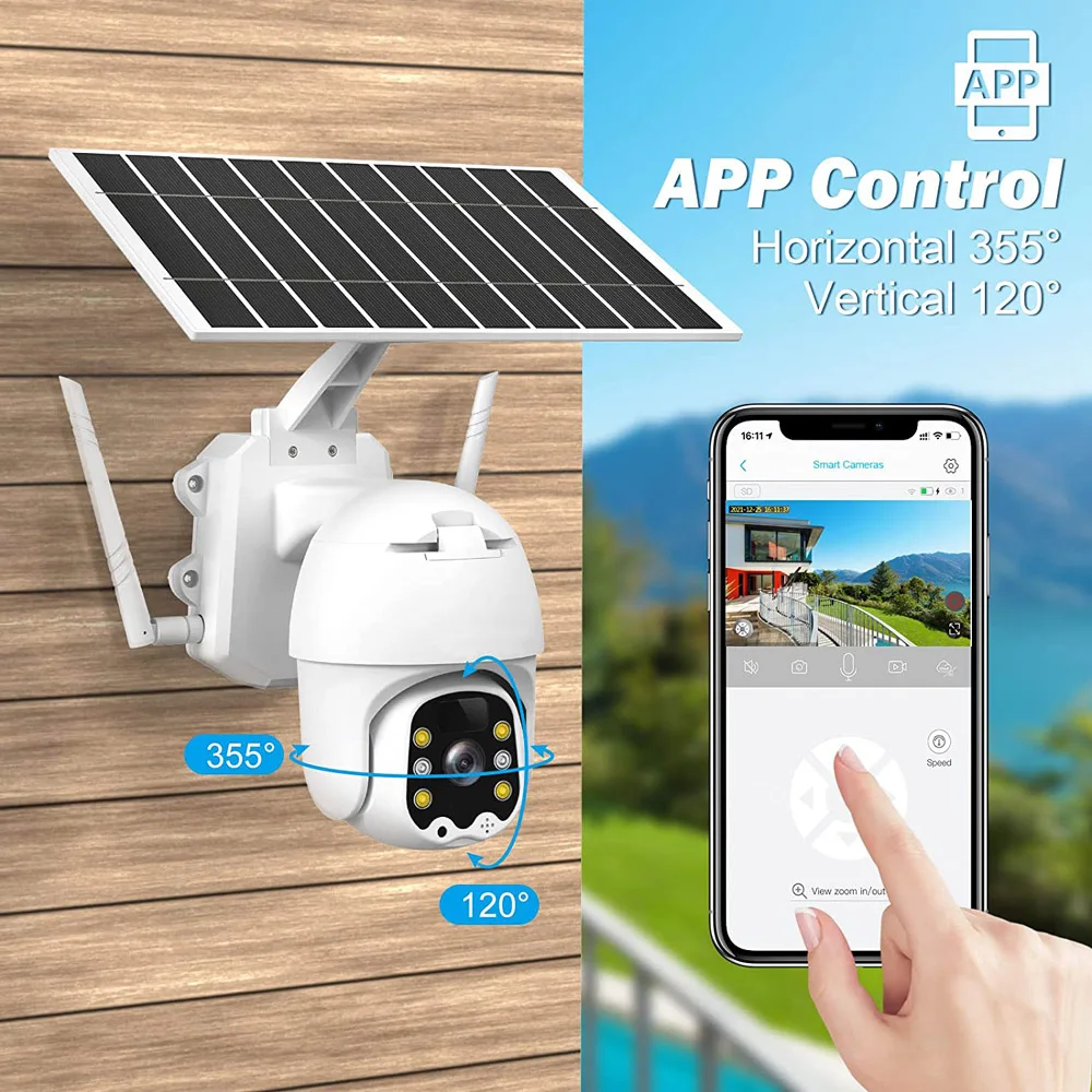 HD 5MP Wireless WiFi 4G Camera Solar Panel Rechargable Battery Powered Outdoor Security Protection CCTV PTZ Surveillance IP Cam