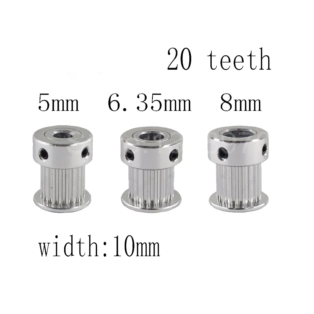 3D Printer Parts 10PCS 20Teeth GT2 Timing Pulley Bore 5/ 6.35/ 8mm for GT2 Timing Belt Small Backlash Aluminium Gear