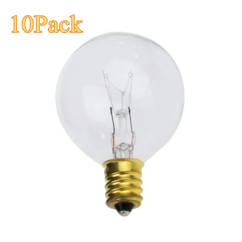 Bombillas de repuesto G40 de globo transparente, Base incandescente cálida E12, Bombilla de vidrio de repuesto para decoración de Patio al aire