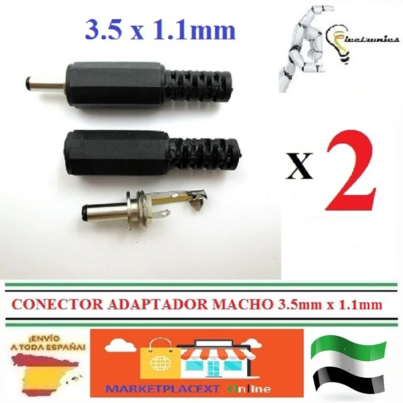 X2 male DC Jack Jack 3,5x1.1 9mm power DC plug male power outlet 3,5x1,1mm from Spain MARKEPLACEXT C20