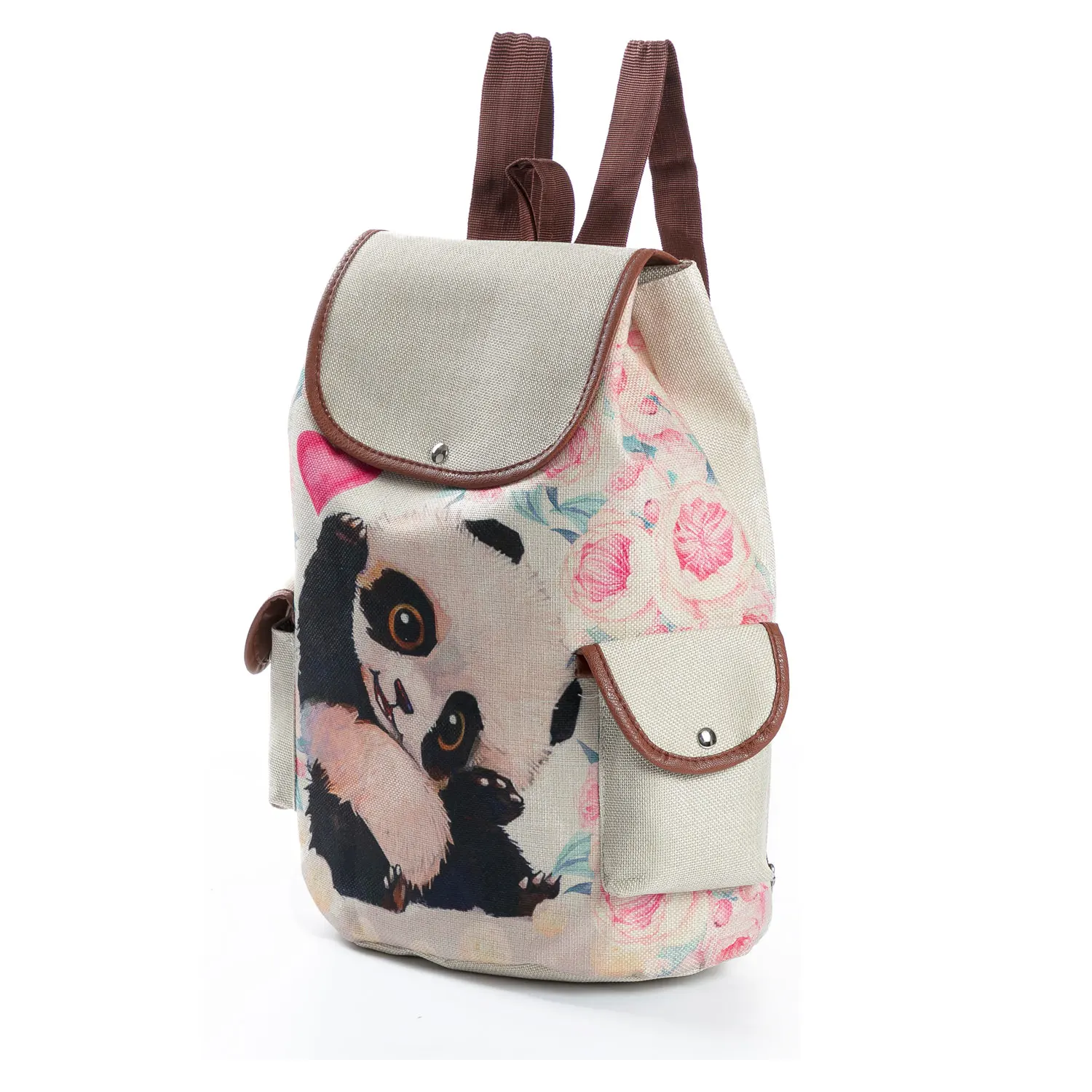 Bonito das mulheres chinesas mochila panda floral impresso bolsas chic eco sacos casuais grande capacidade drawstring mochila saco de escola