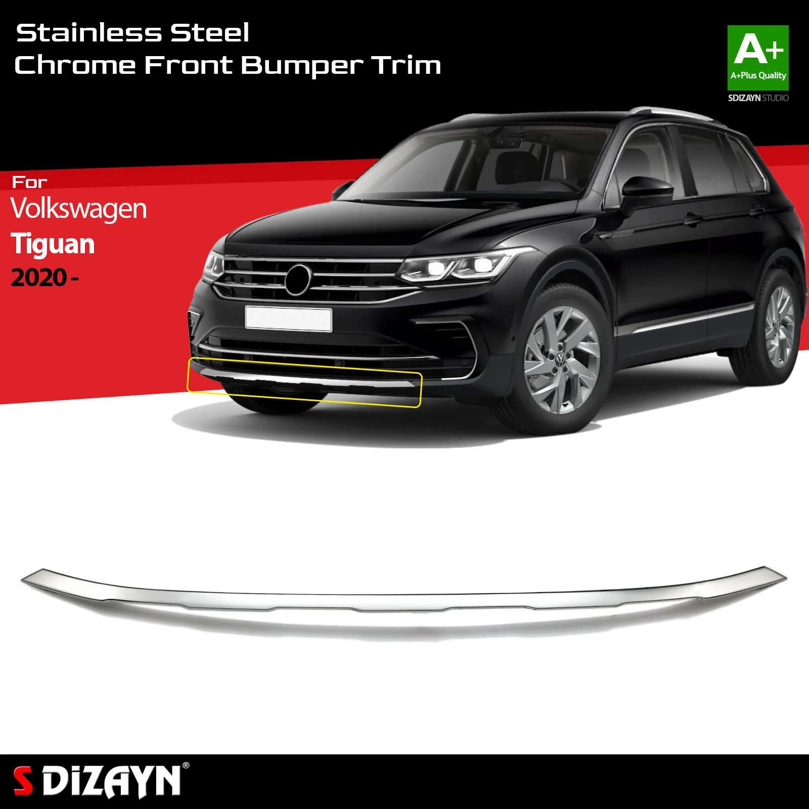 For Volkswagen Tiguan Chrome Front Bumper Trim Stainless Steel 1 Pcs. VW  Exterior Car Accessories Parts Auto Products