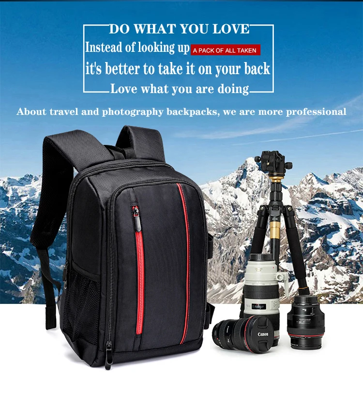 JINNUOLANG Unisex Foto Wasserdichter Rucksack Kamera Schultertaschen Nylontasche Passend für 15,6'' Laptop Reisen Outdoor DSLR Mochila – Detail 4