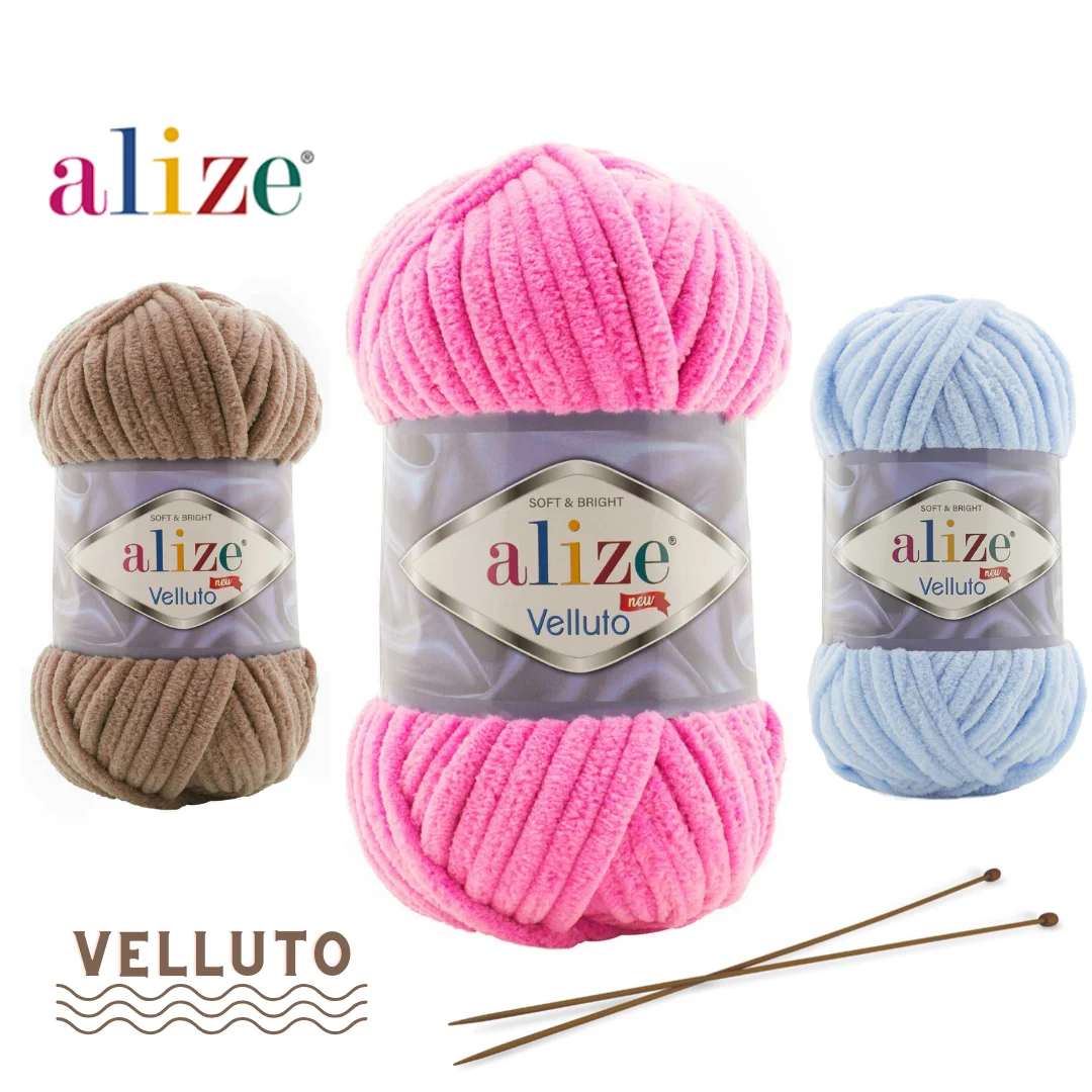 Alize Velluto Amigurumi Soft Warm Velvet Yarn Hand Knitting Crochet  Shawl Sweater Beanies DIY Baby Knitwear Scarf Blanket