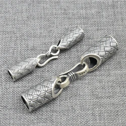 925 Sterling Silver Weave Woven Leather Cord End Cap with Hook Clasp for Bracelet Necklace