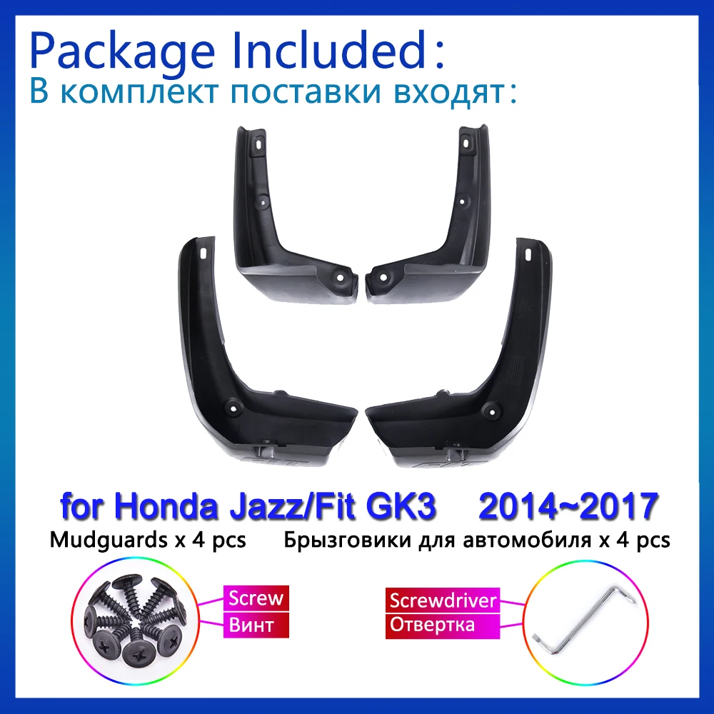 Mud Flaps for Honda Jazz Fit GK3 2014 2015 2016 2017 Splash Guards Flap Mudguards Fender Front Rear Wheel Car Stying Accessories