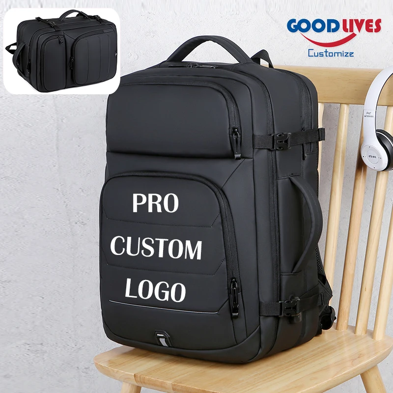 Pro Custom Logo uomo zaino grande espandibile Business Travel Laptop spalle borsa adolescenti zaino impermeabile Mochila 40l