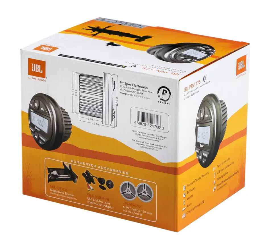 Audio system JBL prv-175, IP66, MP3 player, FM/AM, Bluetooth, USB
