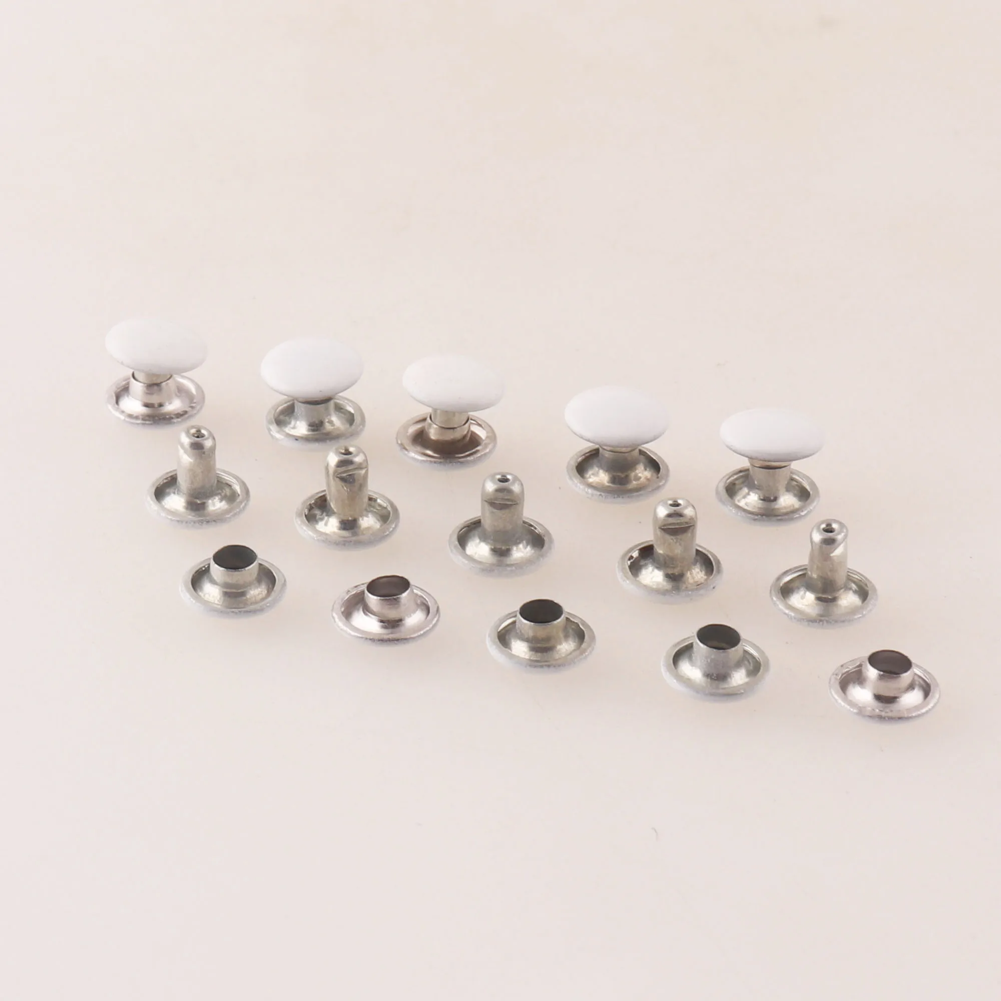 

White Leather Rivets Double Round Rivets Studs Capped Rivets Tubular Metal Studs for Clothes Shoes Purse DIY Craft 8 mm 100 set