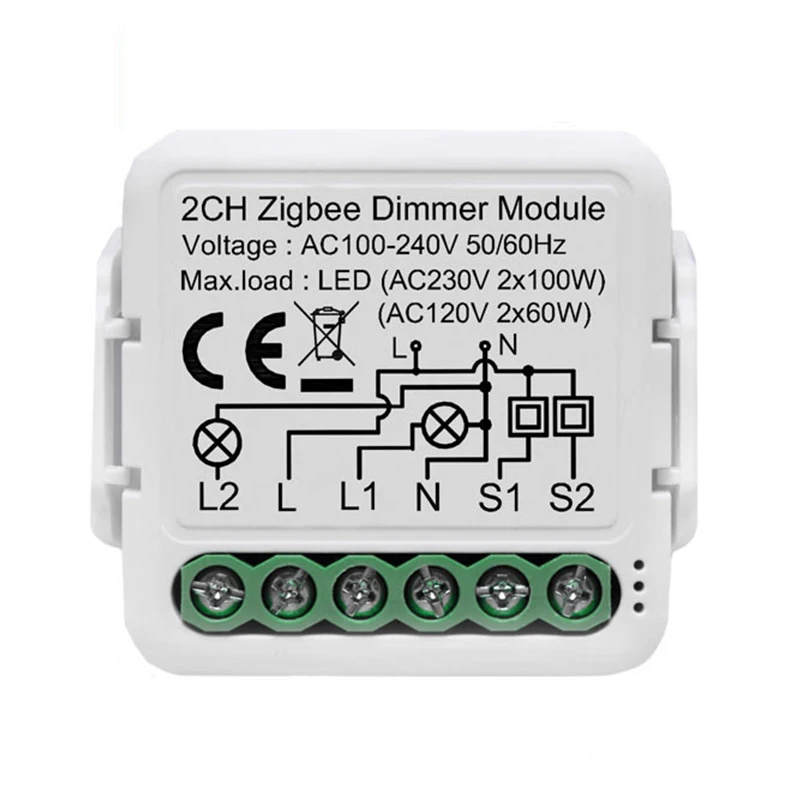 Saikiot Tuya Smart Zigbee 1Gang 2Gang Dimmer Module Voor Light Control Google / Alexa Ondersteund Voor Smart thuis