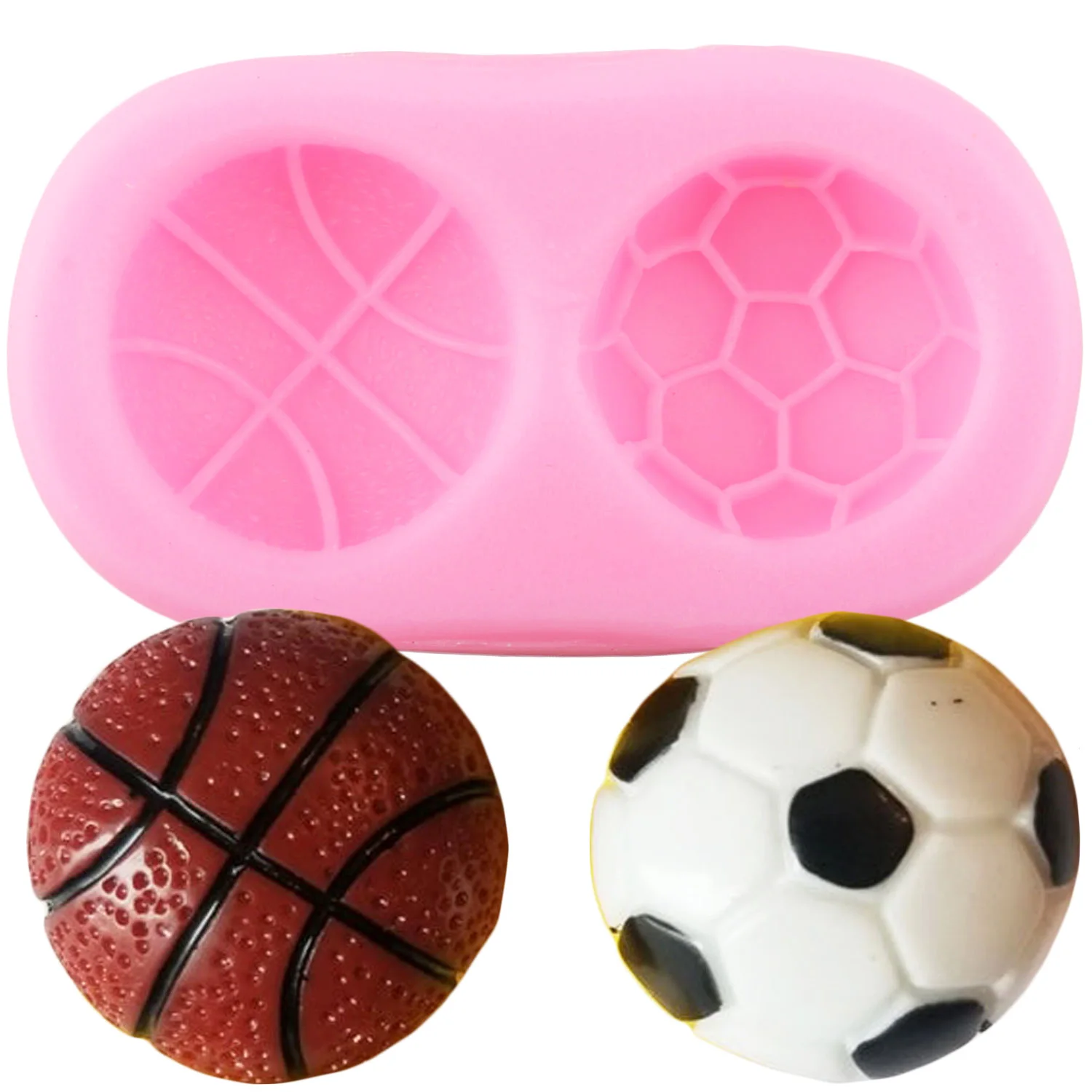 Mini Football Basketball Golf Silicone Mold Baby Party Cupcake Topper Fondant Cake Decorating Tools Clay Candy Chocolate Mould