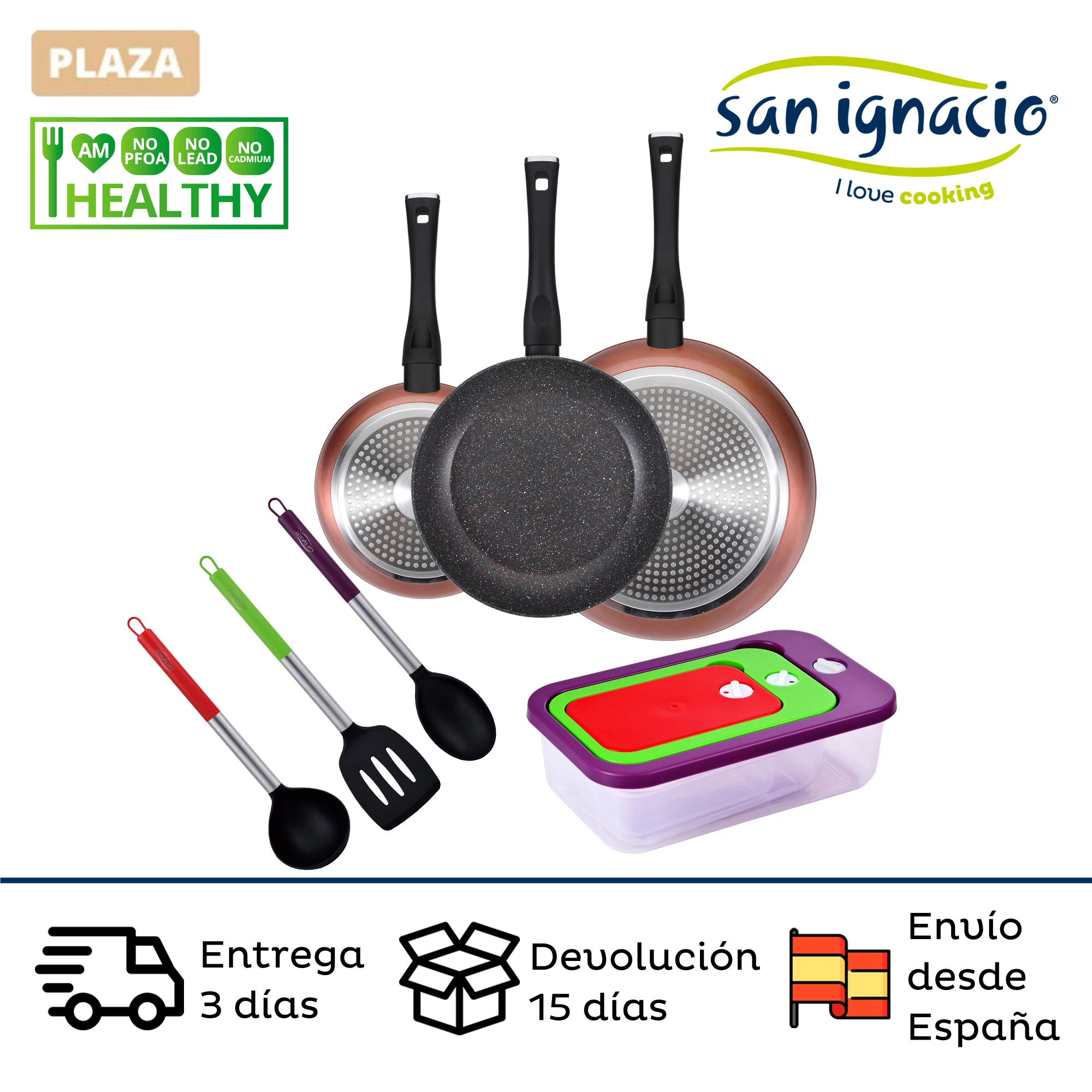 SAN IGNACIO Venus: set of pans (20,24,28cm), set of hermetic cooking utensils and fiambreras. Various purchase options