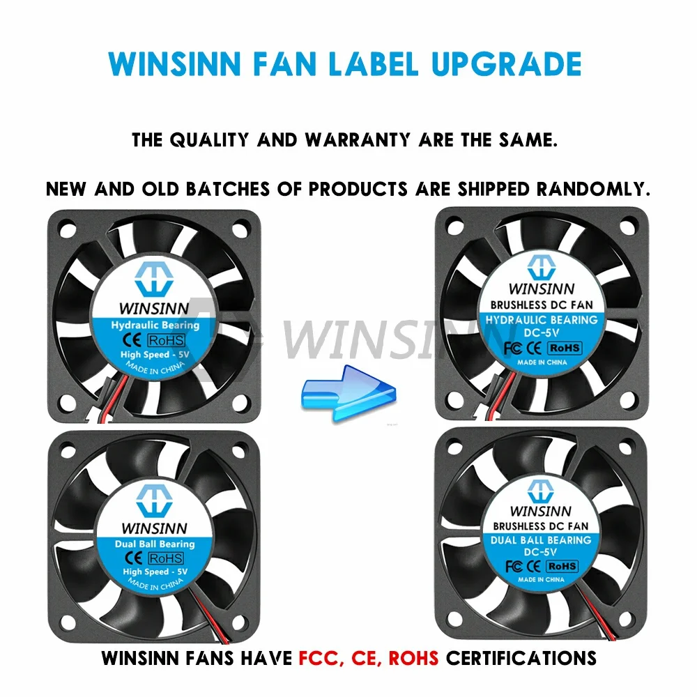 WINSINN-ventilador hidráulico de doble rodamiento de bolas, refrigeración sin escobillas, 40x10mm, 2 pines, 5V, 12V, 24V, 4010