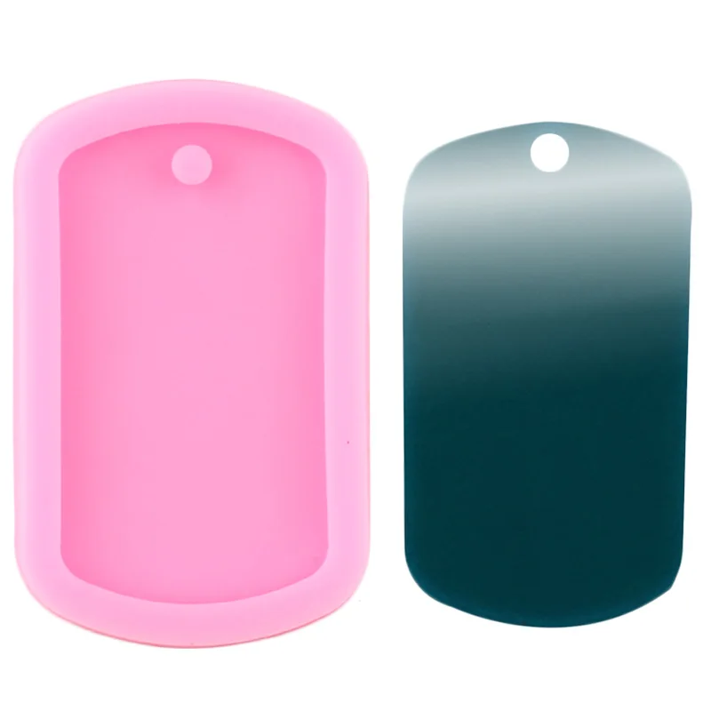 Shiny Rectangle Keychain Mould Dog Bone Round Luggage Tag Silicone Epoxy Resin Mold Necklace Jewellery Making Moulds