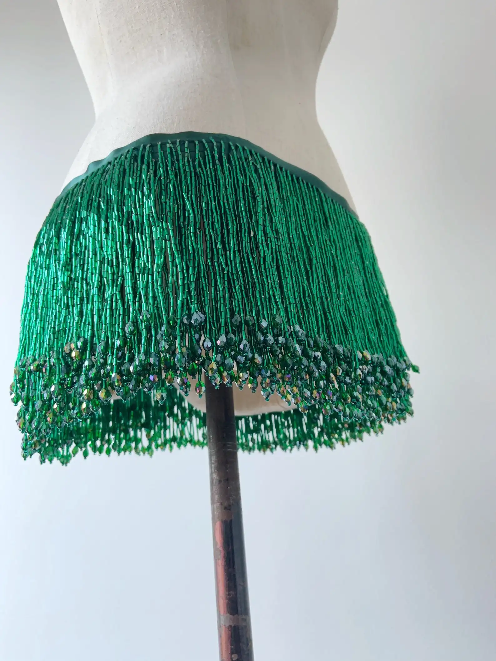 1 Yard Green Bead Fringe Tassel Trim For Dance Costume Haute Couture Dress Trimming Beading Fringe