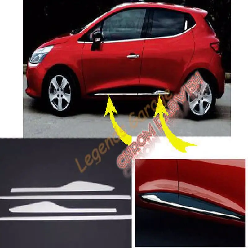 Chrome side door trim for Renault Clio 4 2012 2013 2014 2015 2016 2017 2018 auto tuning car styling innovation your style