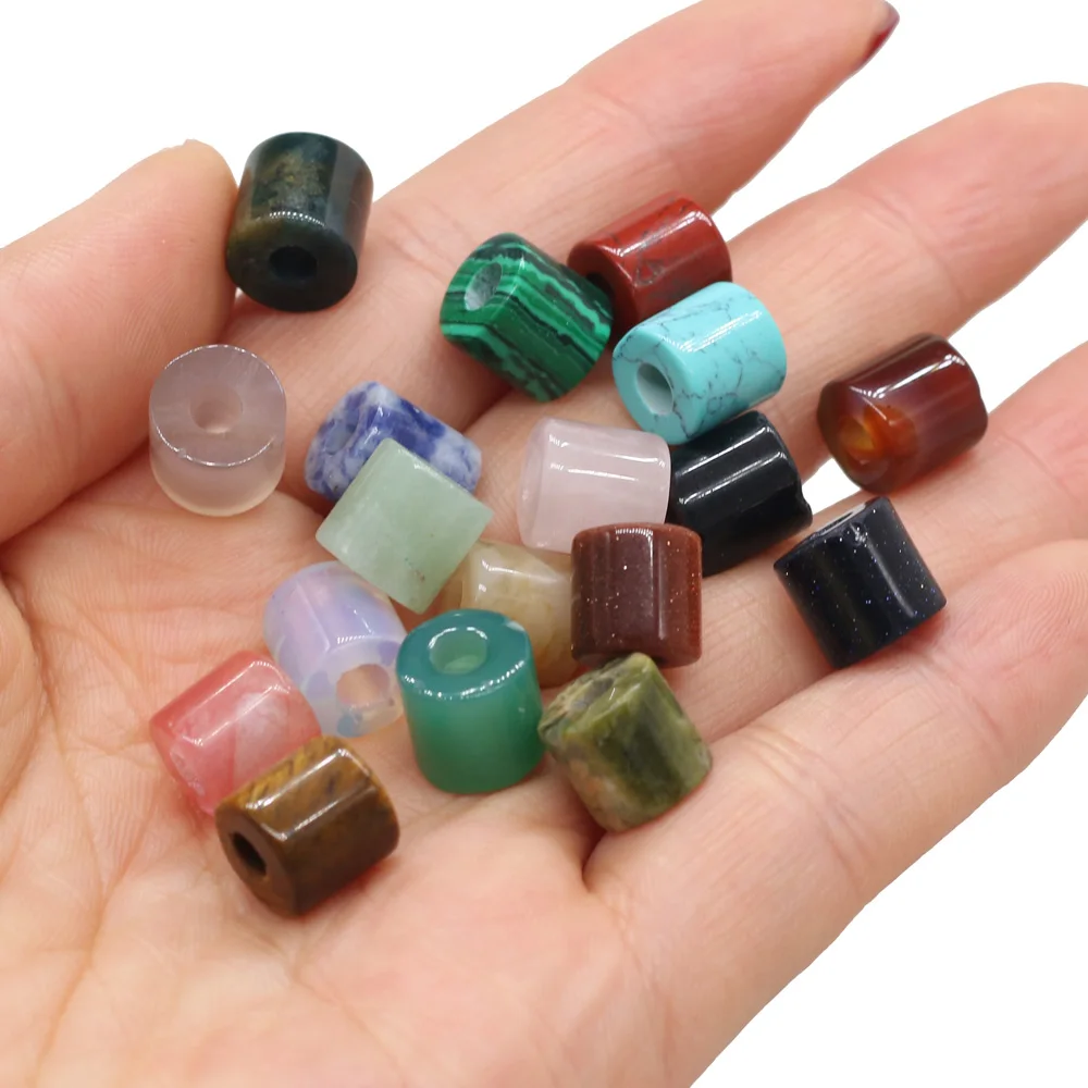 10 sztuk/partia koraliki z kamienia naturalnego cylindryczne Big Hole agaty koraliki do wyrobu biżuterii DIY wisiorek naszyjnik otwór 4mm rozmiar 9x9.5mm