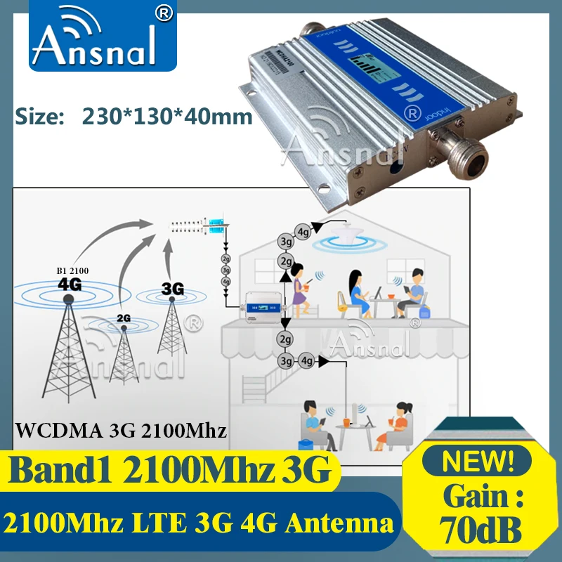 2100 3G Amplifier WCDMA 2100MHz MobilePhone Signal Booster 3G 2100MHz GSM Signal Repeater UMTS2100Mhz CellPhone Amplifier 3G 4G