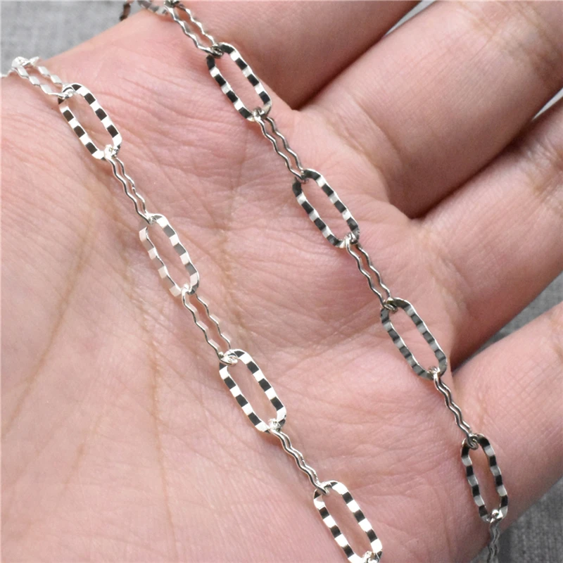 925 Sterling Silver Bulk Unfinished Paperclip Chains for Necklace Bracelet 100cm/3.28ft