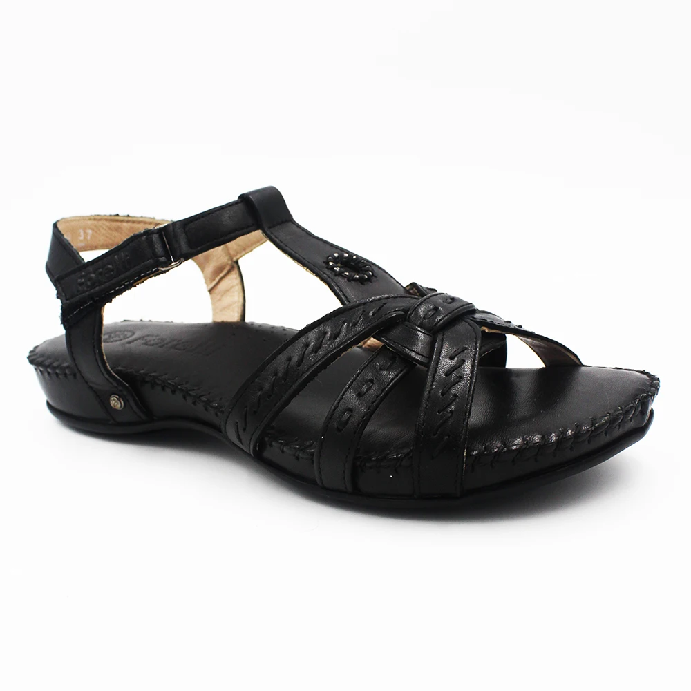 FORELLI BLACK GENUINE LEATHER ANATOMIC WOMEN'S SANDALS FRL23109