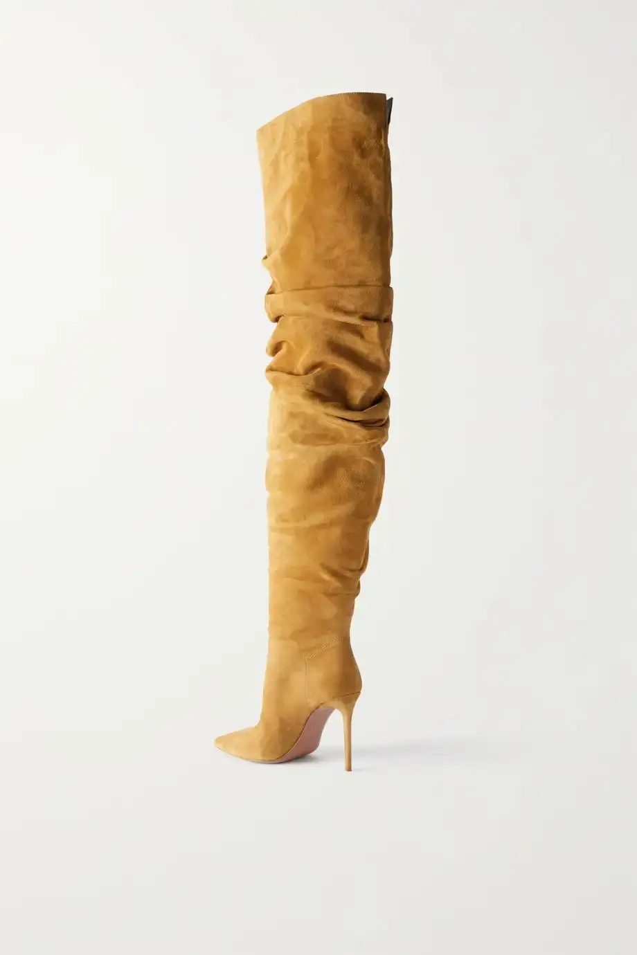 2025 Women Over The Knee Boots Sexy Suede Folds Pointed Toe High Heels Looss 12 Thin High Heel Thigh Boots Lage Size 44