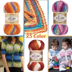 Alize Diva Batik Ball Hand Knitting Yarn, 100 grams 350 meters, Acrylic, Spring / Summer Season, Thread, Crochet, Clothes, Sport, Cardigan, Blouse,  Quality, Thin, Hobby, Knit, Packs, Palmie  Made In Turkey - DIY