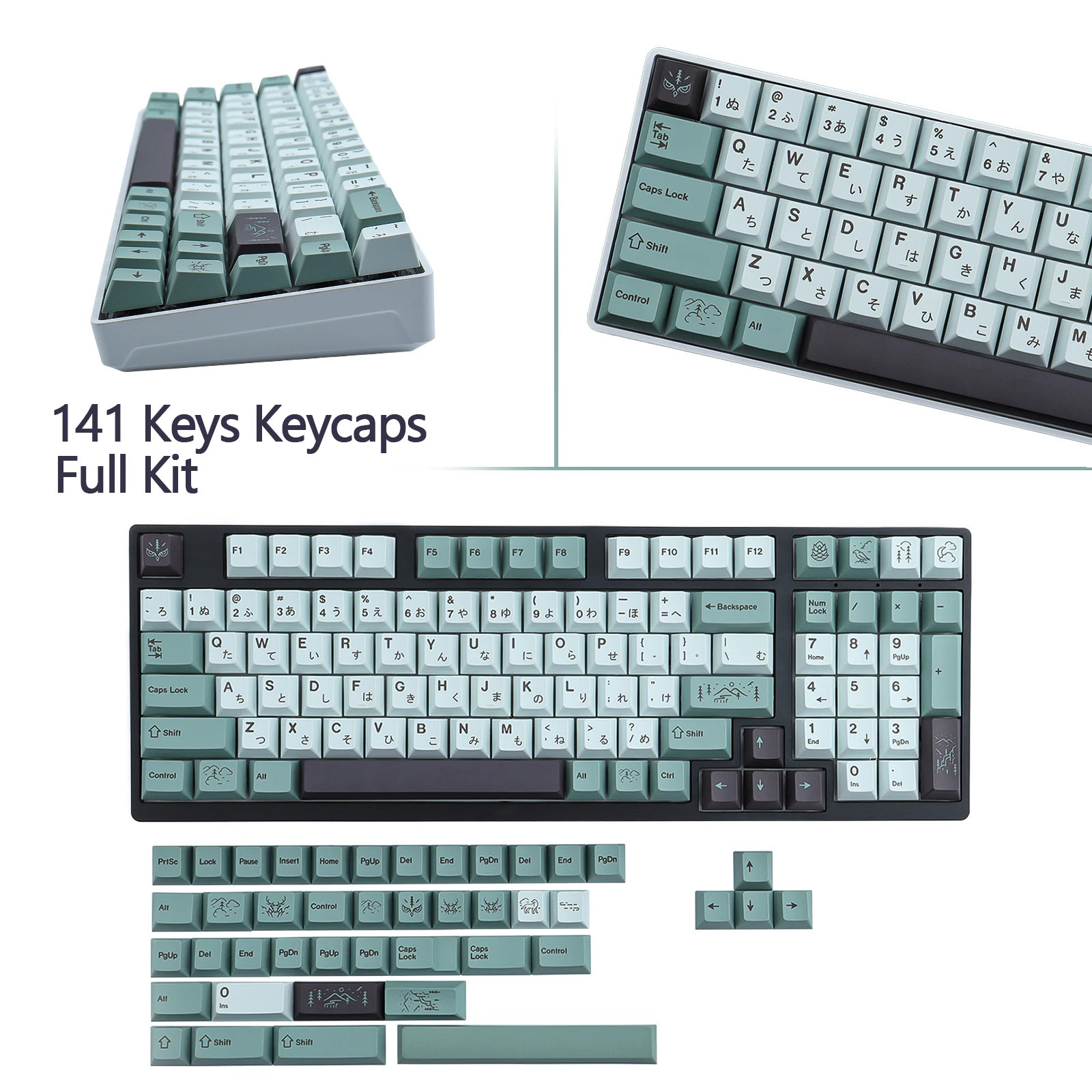 GMK Mist Keycaps, 141 Keys Keycaps Cherry Profile DYE-SUB Personalized GMK Keycaps For Mechanical Keyboard