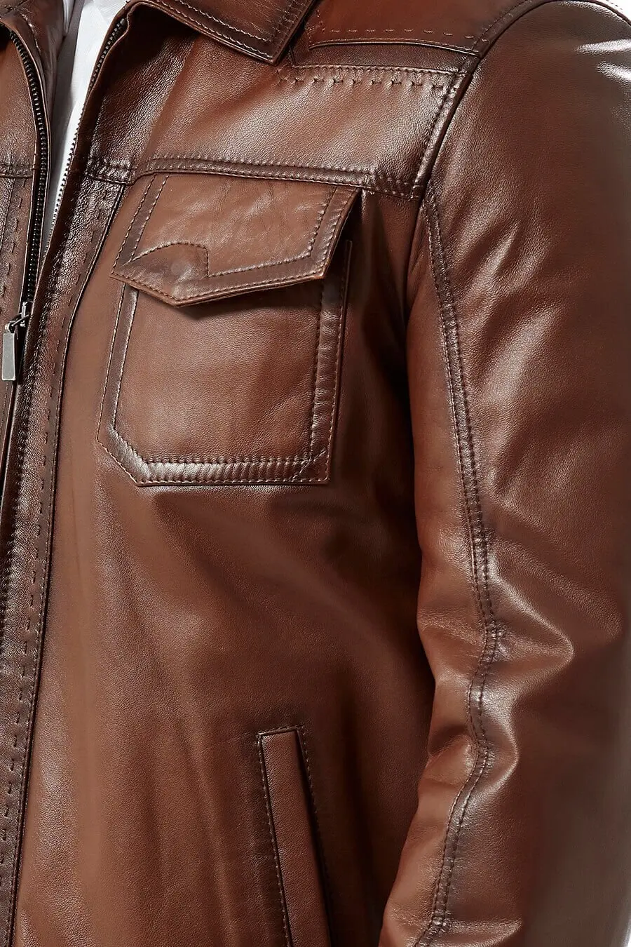 Marco Puntolu Leather Coats Tan Orjinal Lambskin Autumn Winter 2022 Biker Slim Large Size VintageTürkiye