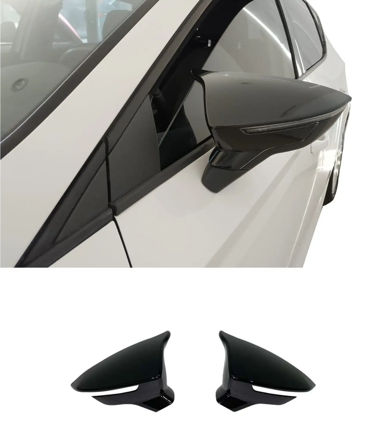 Mirror Cover For Seat Leon Mk3 5F FR 2 Pieces Good Quality BATMAN Bat Style Batman Glossy Black 2012-2020