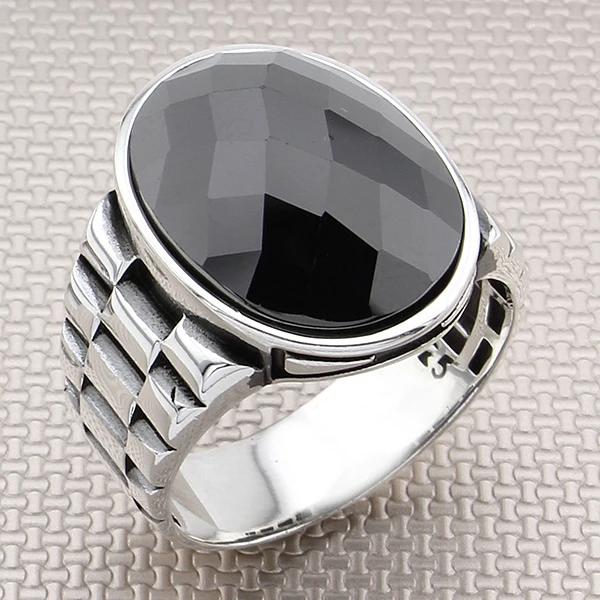 Elegant Design 925 Sterling Silver Gemstone With Watch Band Design Biker Men's Ring Business Jewelery Accesory Gift Him