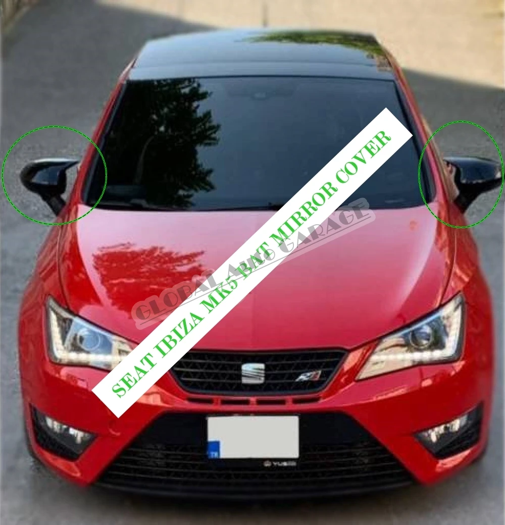 For Seat Ibiza Mk5 Bat Mirror Cover 2018 2019 2020 2021 Piano Black Wing Car Styling Auto Universal Ornamnet Spoiler Mud Flaps