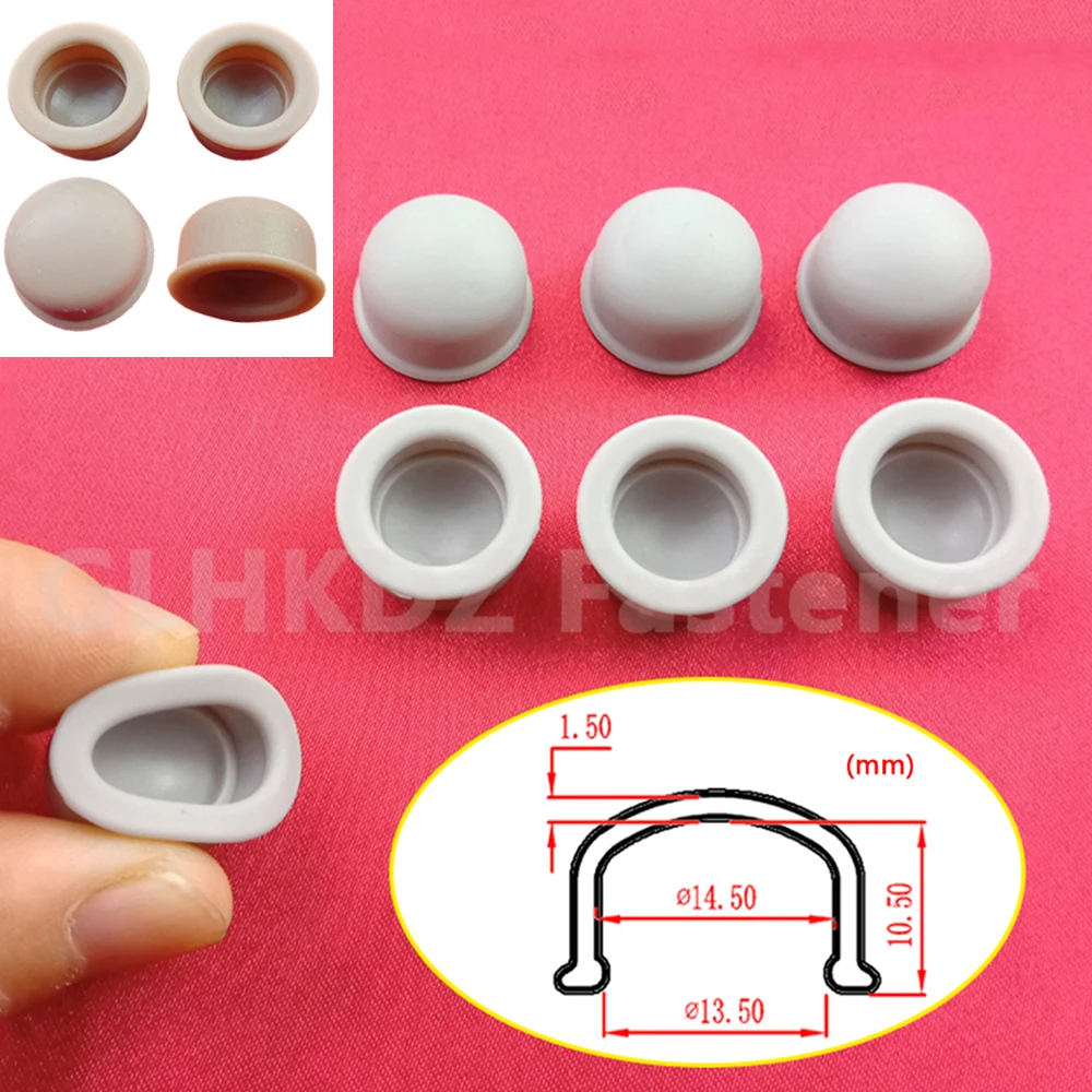 14.5mm High Temp Silicone Rubber Blanking End Caps Cover Round Pipe Tube Hole Stopper Sealing Waterproof Dustproof Grey Brown