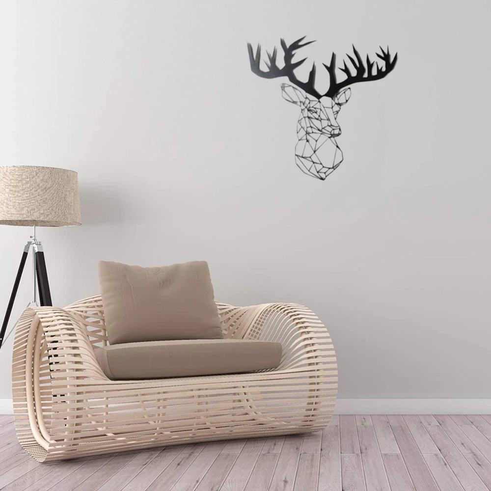 

Deer Head Metal Wall Art Decor Laser Cut Hanging for Indoor Outdoor Home Office Decorative Garden Bedroom Livingroom Plaque