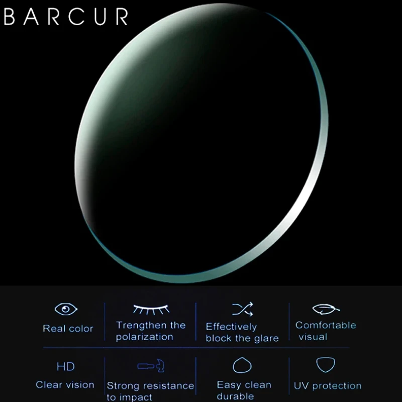 

BARCUR Polarized 1.50 1.61 1.67 Myopia Sunglasses Lens UV400 Prescription CR-39 Resin Spherical Glass Lens Myopia