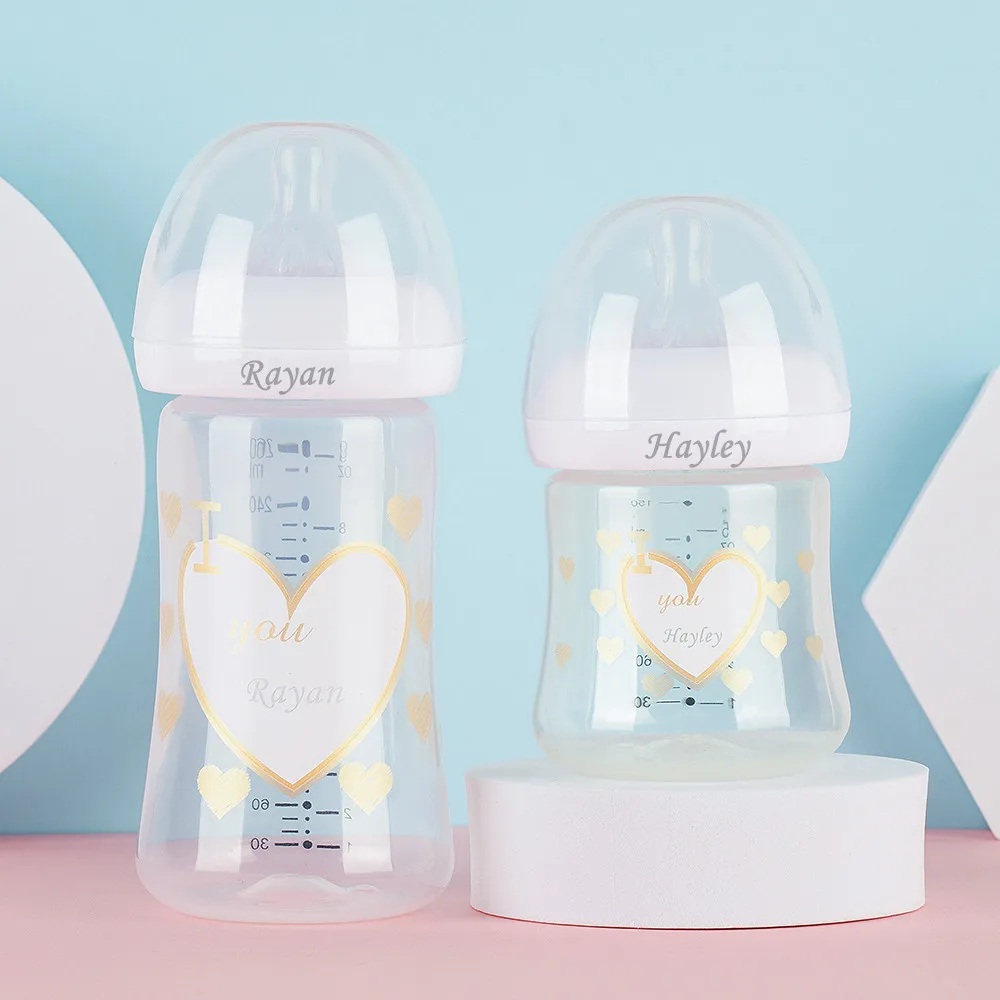 MIYOCAR personalized any name plastic feeding bottle milk bottle Natural Baby Bottle with Natural Response Nipple ideal gift