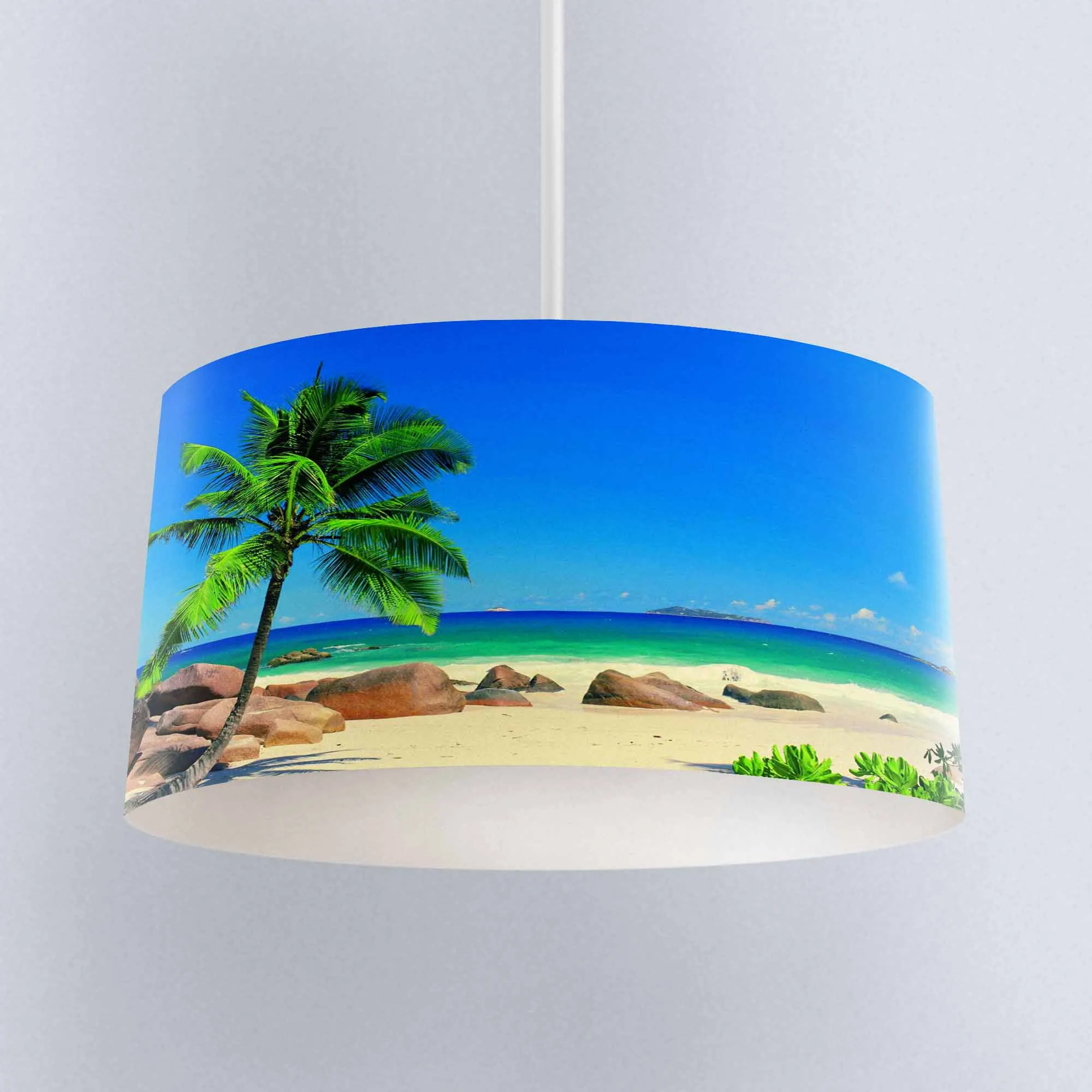 

Else Tropical Beach Sea Side Palm Trees Digital Printed Fabric Chandelier Lamp Drum Lampshade Floor Ceiling Pendant Light Shade