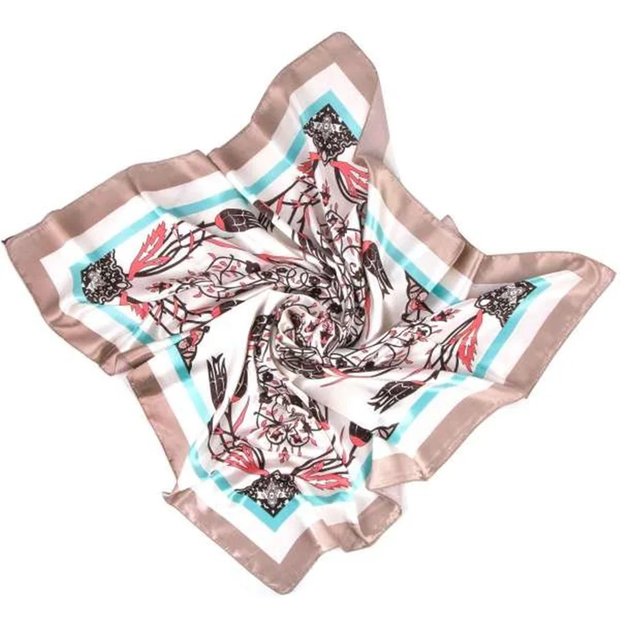 DesingONB 2 Pieces Satin 90*90 cm Scarf, Shawl, 1headscarf, Shoulder , Patterned Authentic, shoulder Cover 7 Color Choice