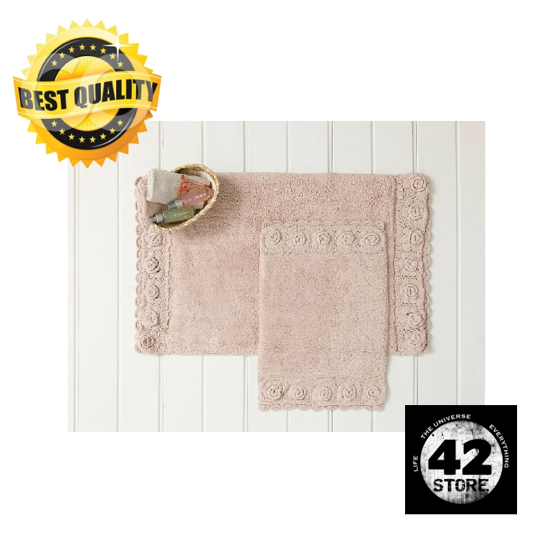 

Flower Love Cotton Bath Mat Set of 2 60x90cm+40x60cm Powder Pink English Home High Quality