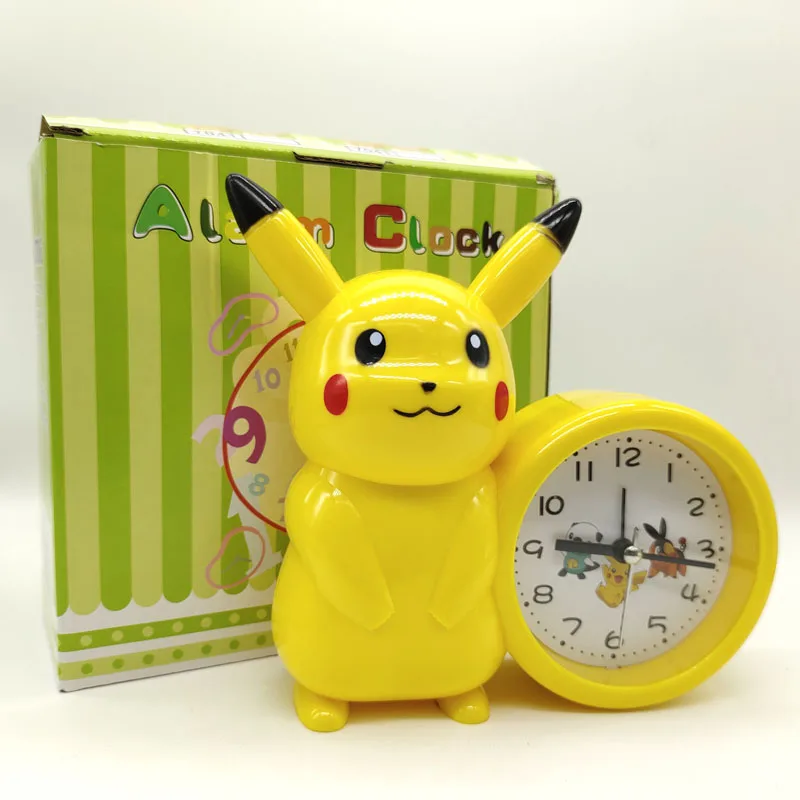 Novo genuíno pokemon anime pikachu catoon kawaii modelo de ação decoração brinquedo crianças alarme ponteiro relógio estudante crianças presente