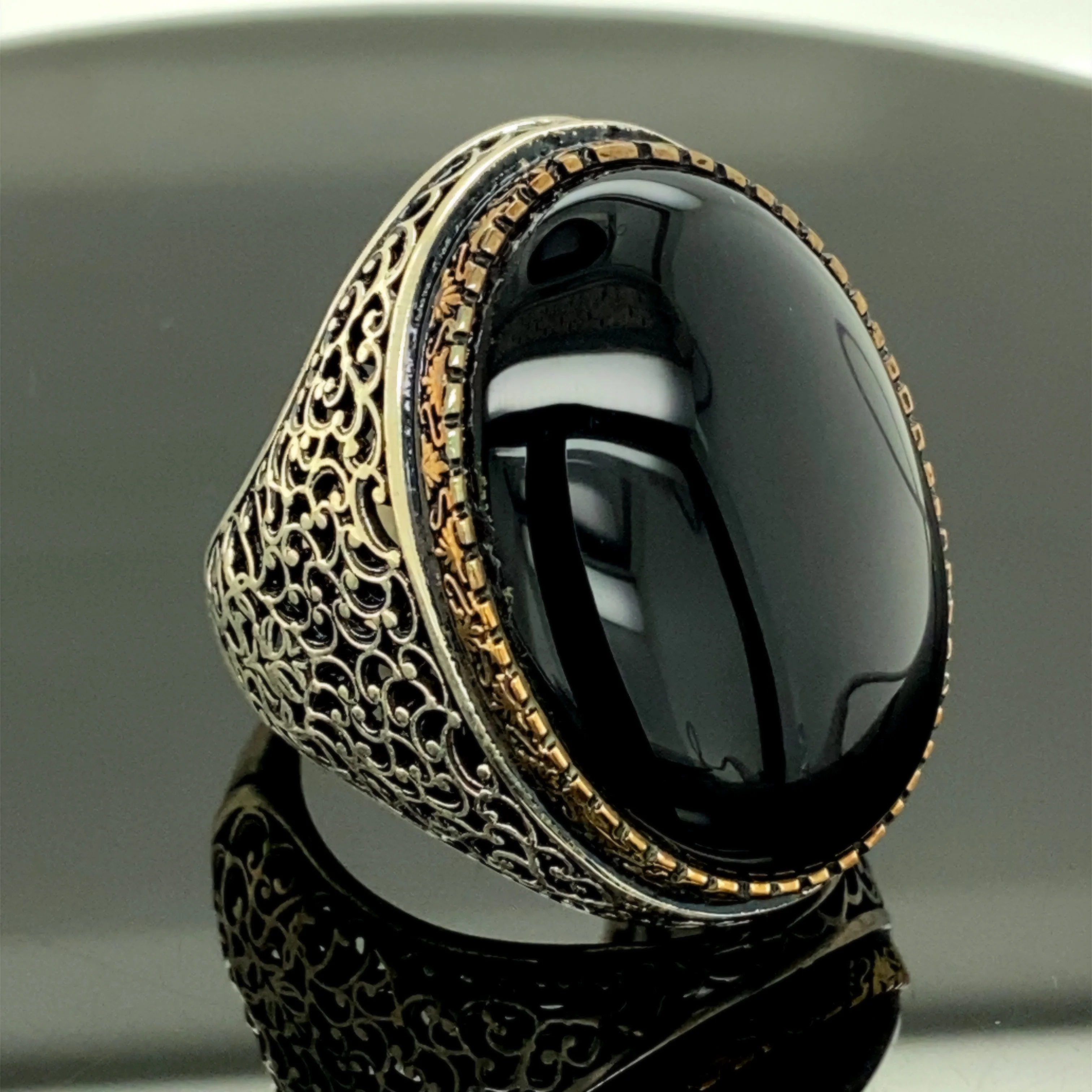 

Mens Handmade Ring , Large Black Onyx Gemstone Ring, Men Sterling Silver Ring, Ottoman Jewelry , Men Vintage Ring, Gift for Fath